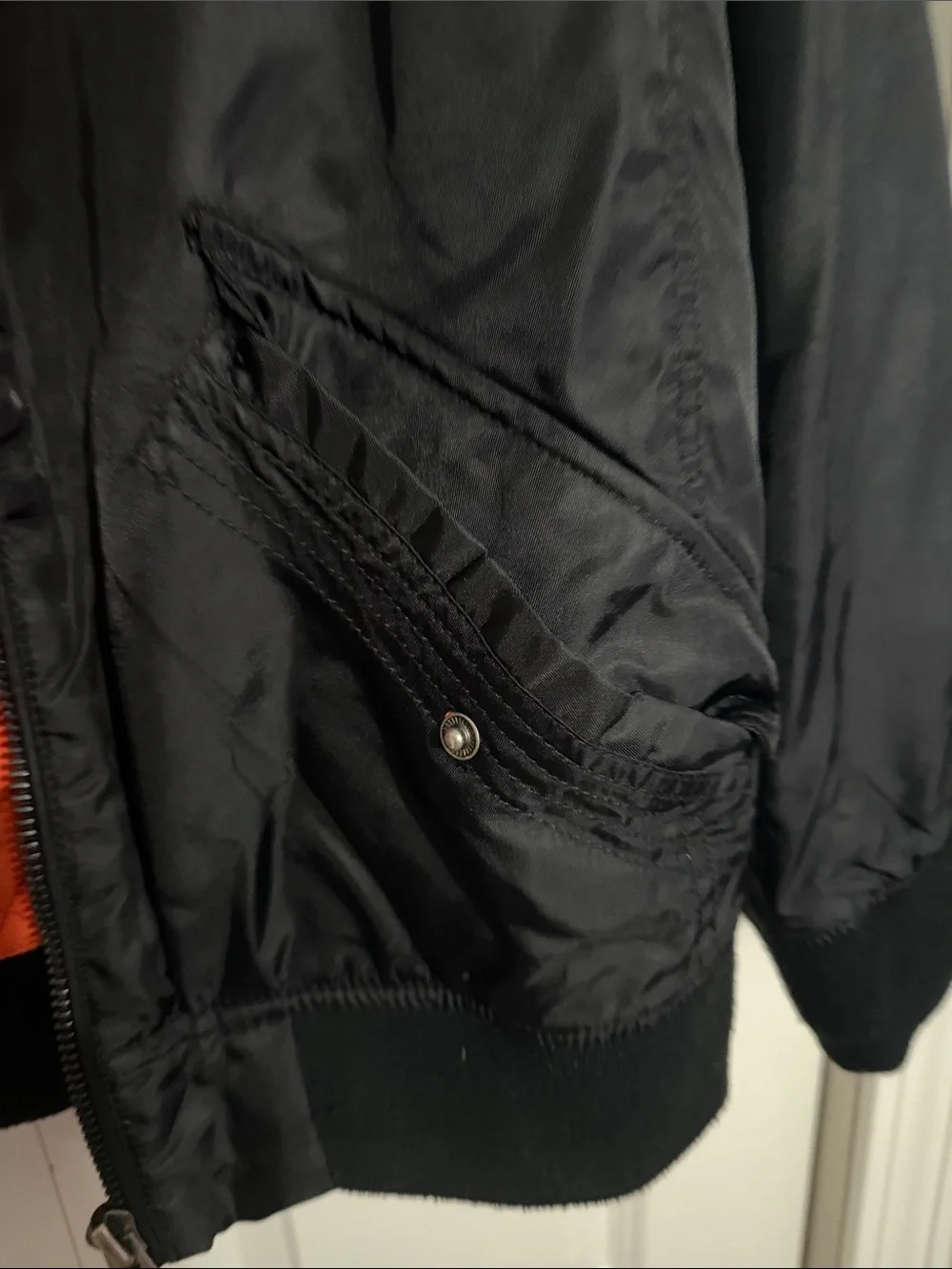 Buffalo Men's Black Bomber Jacket with Orange Lining